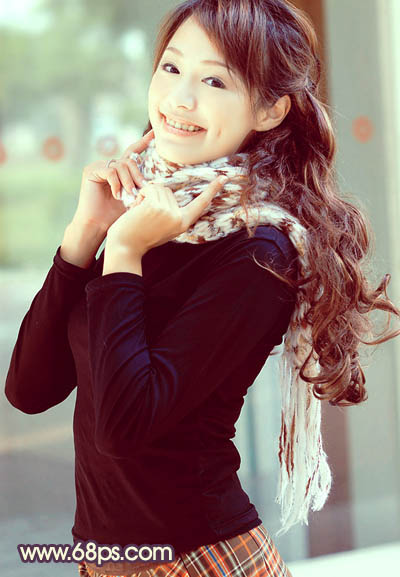 Photoshop为甜美女孩调制出柔和的黄褐色效果