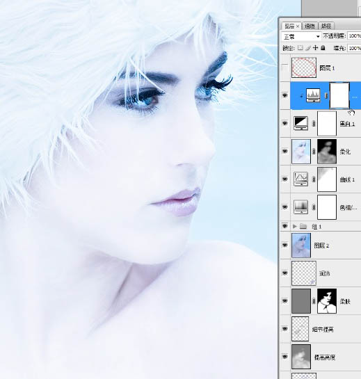 Photoshop打造超经典的粉蓝色水晶人像效果