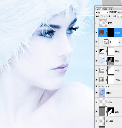 Photoshop打造超经典的粉蓝色水晶人像效果