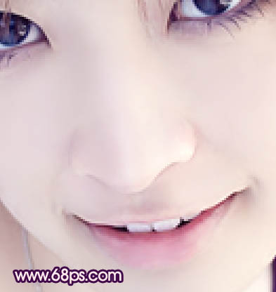 Photoshop将外景美女图片调成可爱的淡紫色