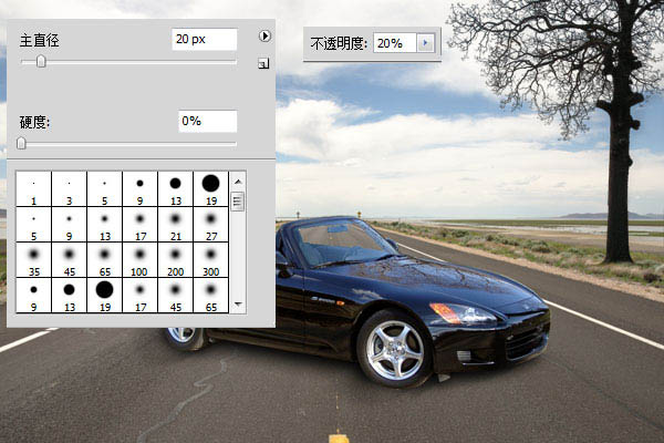 photoshop合成乡间马路上炫酷的跑车效果
