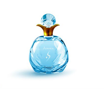 photoshop制作出精致的海蓝色玻璃香水瓶”