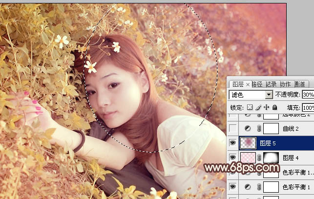 Photoshop将草地人物图片调制出柔和的暖褐色效果