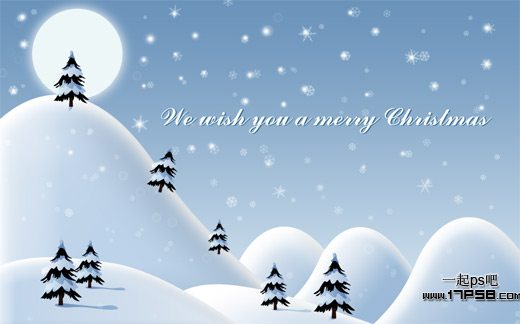 photoshop设计制作出淡蓝色白雪皑皑的2012圣诞节贺卡壁纸”