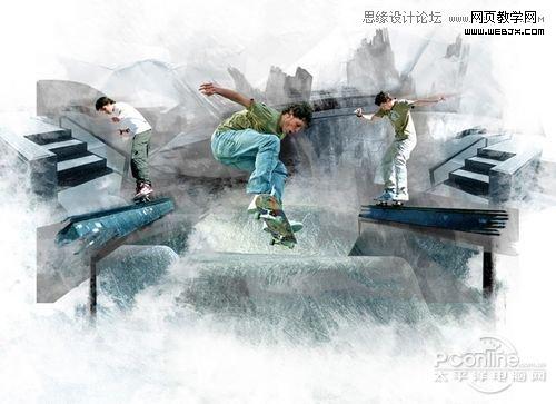 Photoshop绘制PsdFan的Grungy风格滑板海报教程