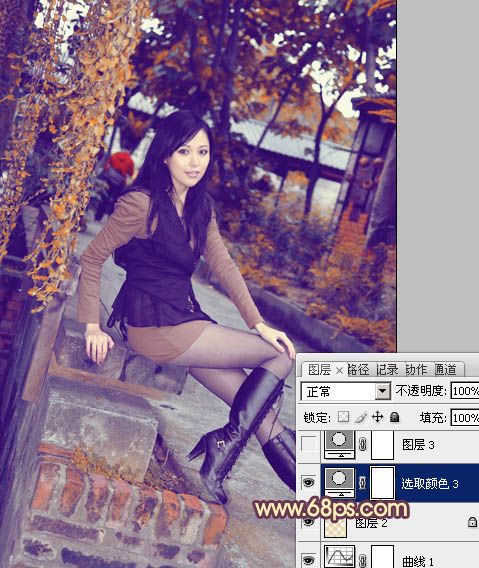 Photoshop为暗调外景人物图片调制出漂亮的蓝橙色效果