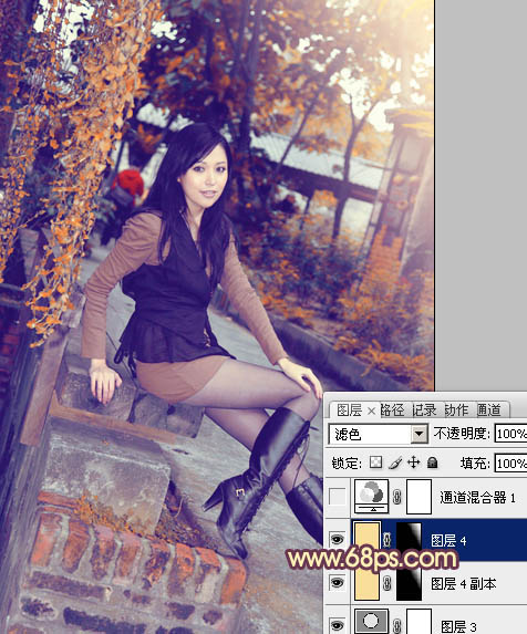 Photoshop为暗调外景人物图片调制出漂亮的蓝橙色效果