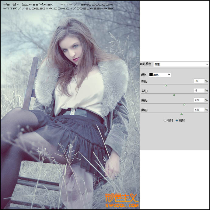 Photoshop将冬季人物图片加上唯美梦幻的冷色调效果