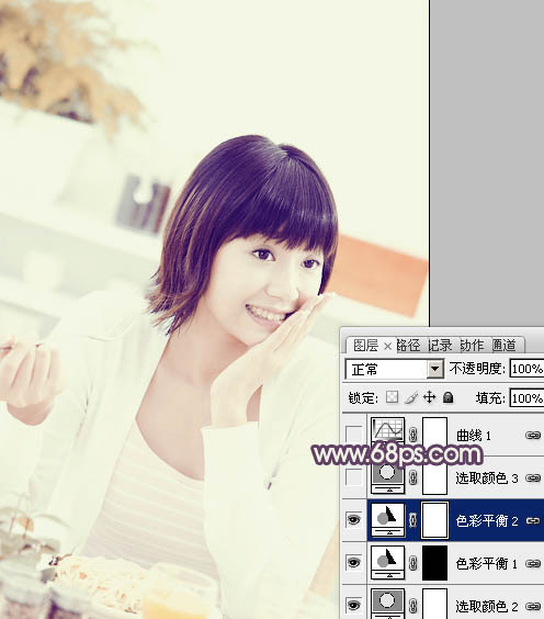 Photoshop将室内图片调制出淡淡的黄灰色效果