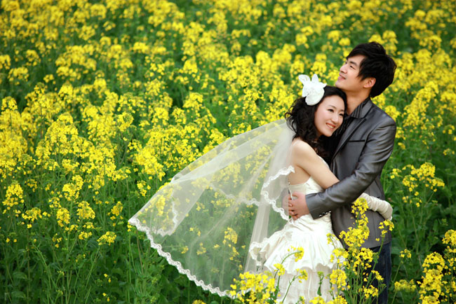 Photoshop为油菜花婚片打造出漂亮的橙紫色