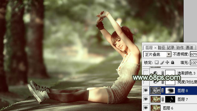 Photoshop为外景人物图片打造出甜美的暗绿色