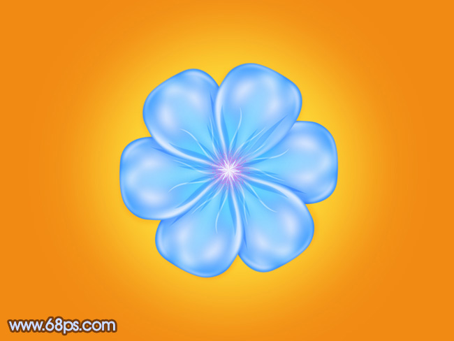 Photoshop设计制作通透逼真的蓝色水晶小花朵”