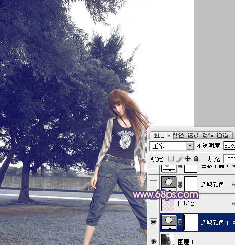 Photoshop为外景人物图片增加淡淡的中性紫色