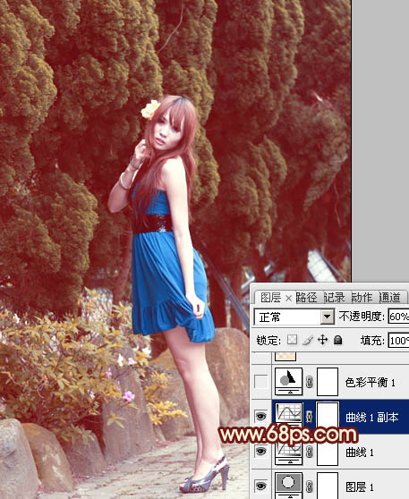 Photoshop为外景美女图片打造出暖暖的红褐色效果