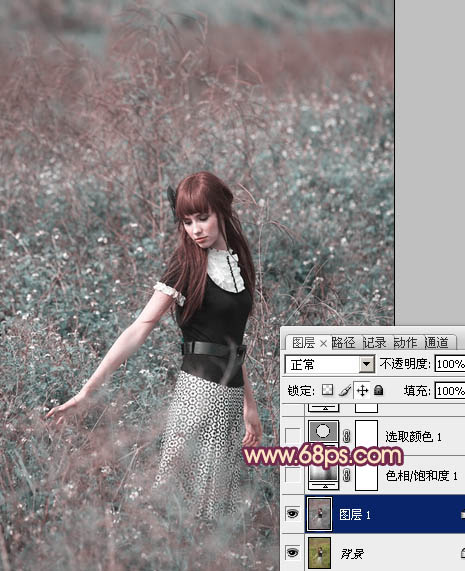 Photoshop为荒野人物图片调出柔美的粉红色