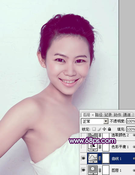 Photoshop为人像图片调制出甜美的质感淡青色效果