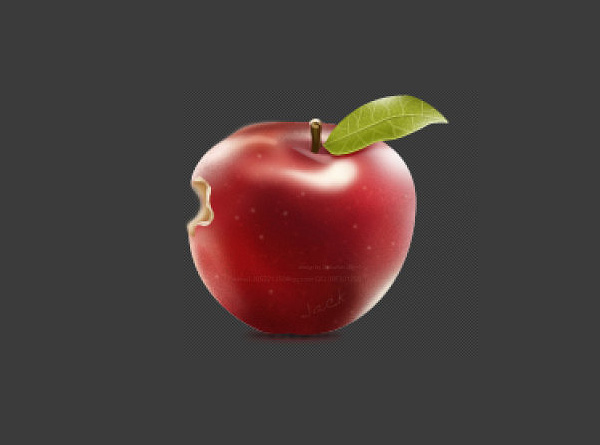 Photoshop绘制出有缺口的红色苹果图标”