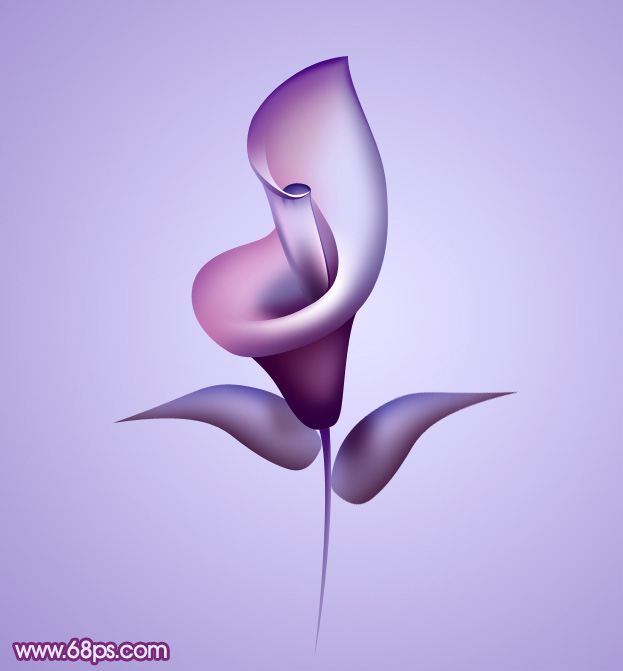 Photoshop设计制作出漂亮的紫色3D马蹄莲花朵”