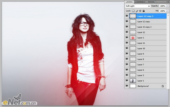 Photoshop将人物图片打造出柔美的红光潮流海报效果