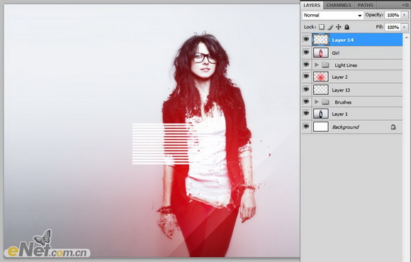 Photoshop将人物图片打造出柔美的红光潮流海报效果