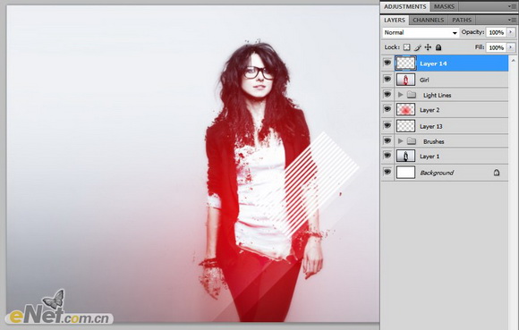 Photoshop将人物图片打造出柔美的红光潮流海报效果