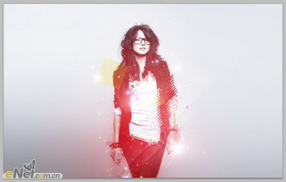 Photoshop将人物图片打造出柔美的红光潮流海报效果