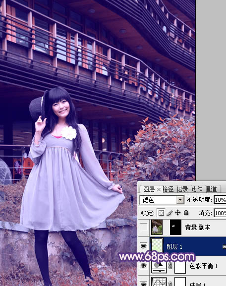 Photoshop为外景人物图片打造出经典红蓝色