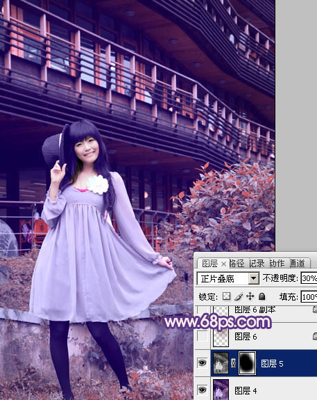 Photoshop为外景人物图片打造出经典红蓝色