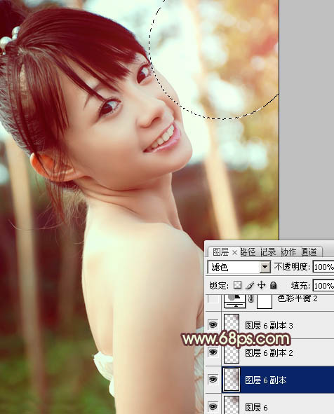 Photoshop为外景美女图片增加上淡淡的青黄蜜糖色