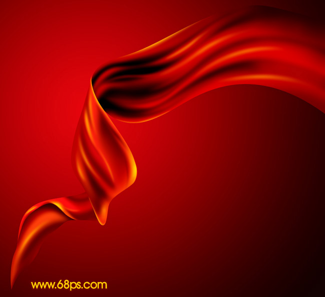 Photoshop设计制作出非常飘逸的红色丝缎”