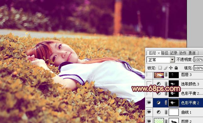 Photoshop为草地人物图片增加柔和暖色调效果实现方法