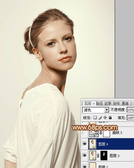 Photoshop为室内人像图片磨皮制作出流行的黄褐色效果