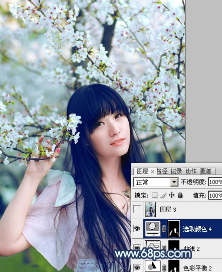 Photoshop为樱花中的美女图片增加粉嫩的蜜糖色