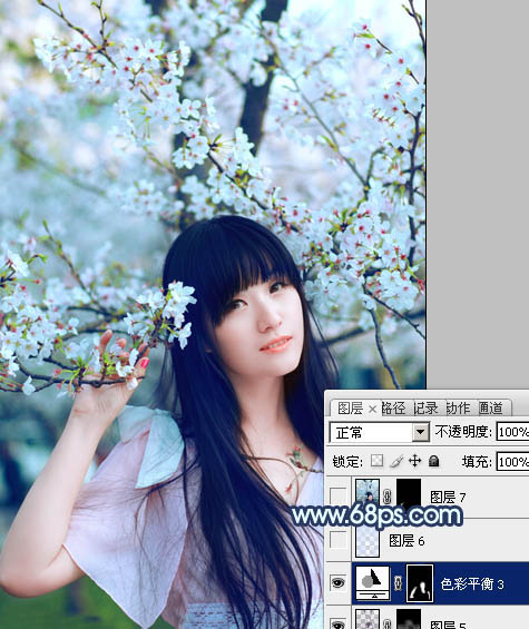 Photoshop为樱花中的美女图片增加粉嫩的蜜糖色