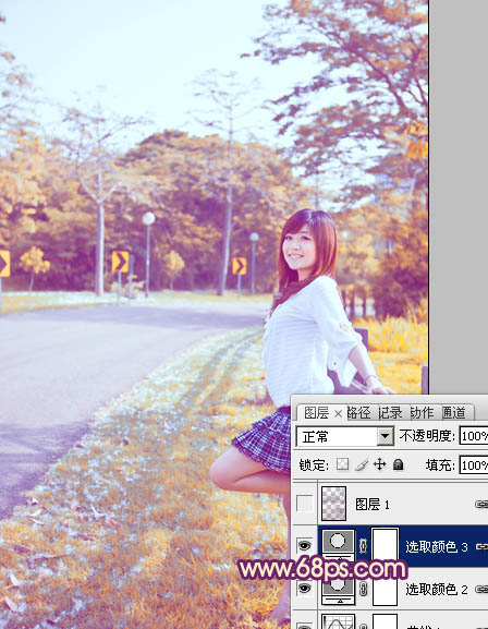 Photoshop将夏季外景图片转成漂亮的秋季暖色效果