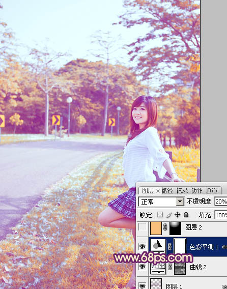 Photoshop将夏季外景图片转成漂亮的秋季暖色效果