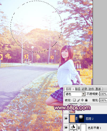 Photoshop将夏季外景图片转成漂亮的秋季暖色效果