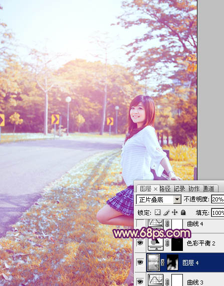 Photoshop将夏季外景图片转成漂亮的秋季暖色效果