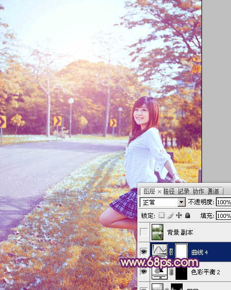 Photoshop将夏季外景图片转成漂亮的秋季暖色效果