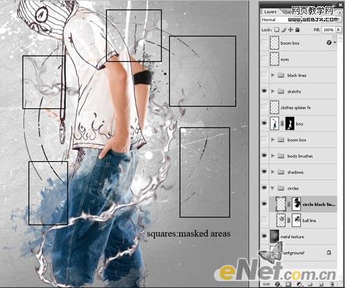 Photoshop将牛仔裤帅哥制作出手绘草图特效