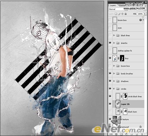 Photoshop将牛仔裤帅哥制作出手绘草图特效