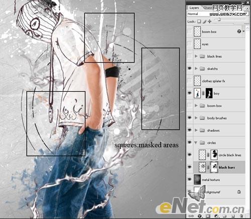 Photoshop将牛仔裤帅哥制作出手绘草图特效