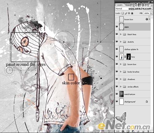 Photoshop将牛仔裤帅哥制作出手绘草图特效