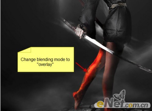 photoshop将美女图片合成制作出超酷的火焰武士