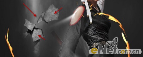 photoshop将美女图片合成制作出超酷的火焰武士