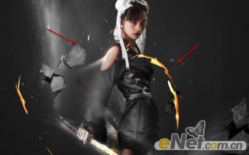 photoshop将美女图片合成制作出超酷的火焰武士