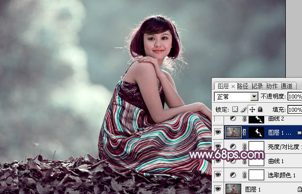 Photoshop为逆光人物图片添加简洁的青紫色效果