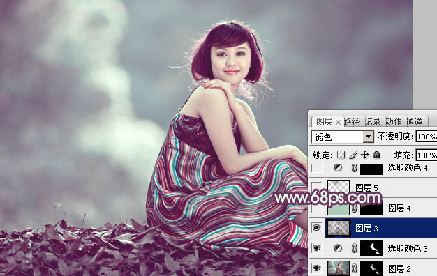 Photoshop为逆光人物图片添加简洁的青紫色效果