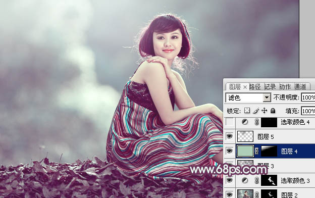 Photoshop为逆光人物图片添加简洁的青紫色效果