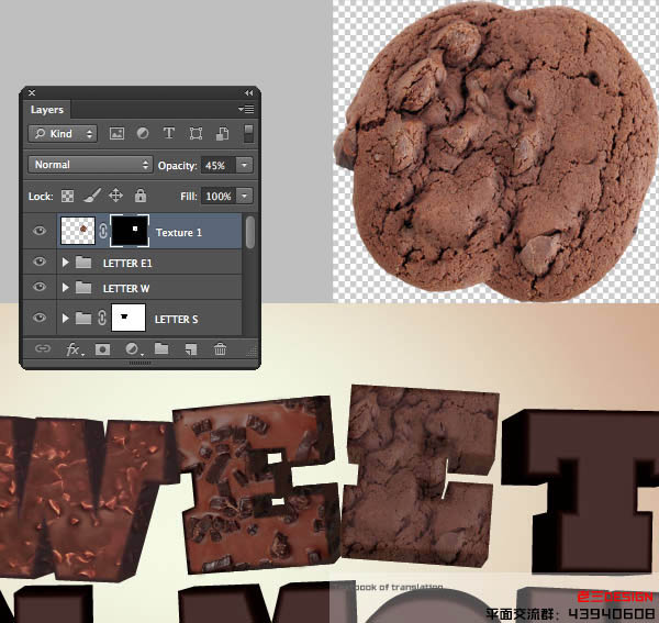 Photoshop设计制作出逼真的巧克力糖果立体字